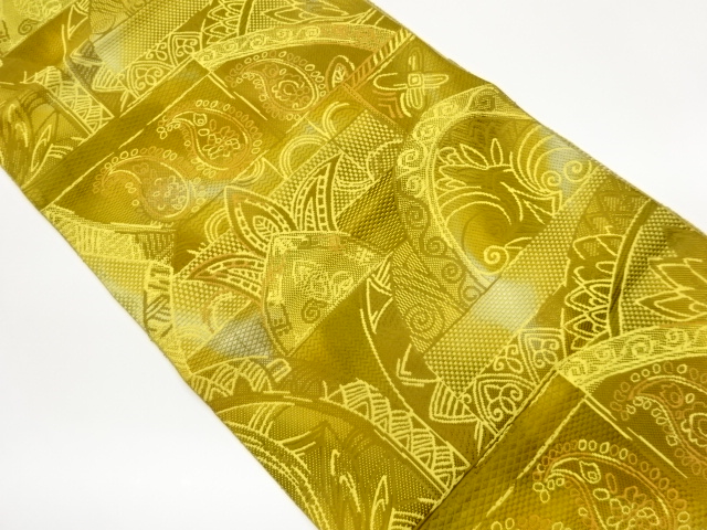 JAPANESE NAGOYA OBI / CHIKUZEN HAKATA / WOVEN GEOMETRIC